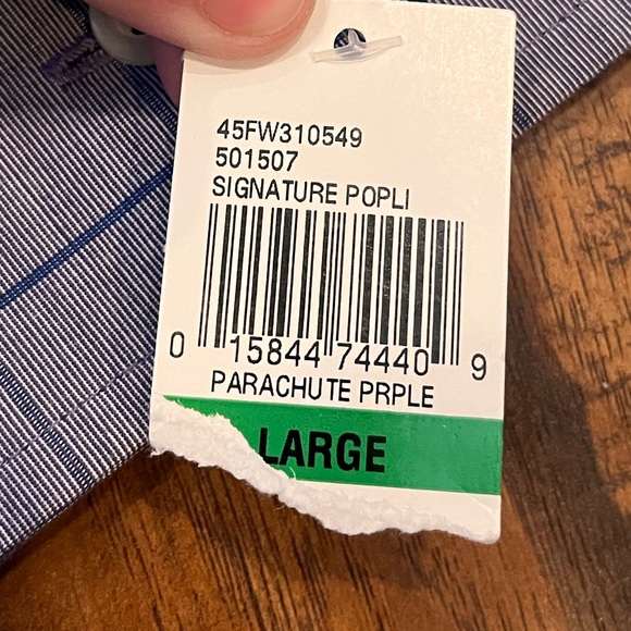 NWT Izod men’s purple striped button down up shirt cotton pocket size large - Picture 5 of 10